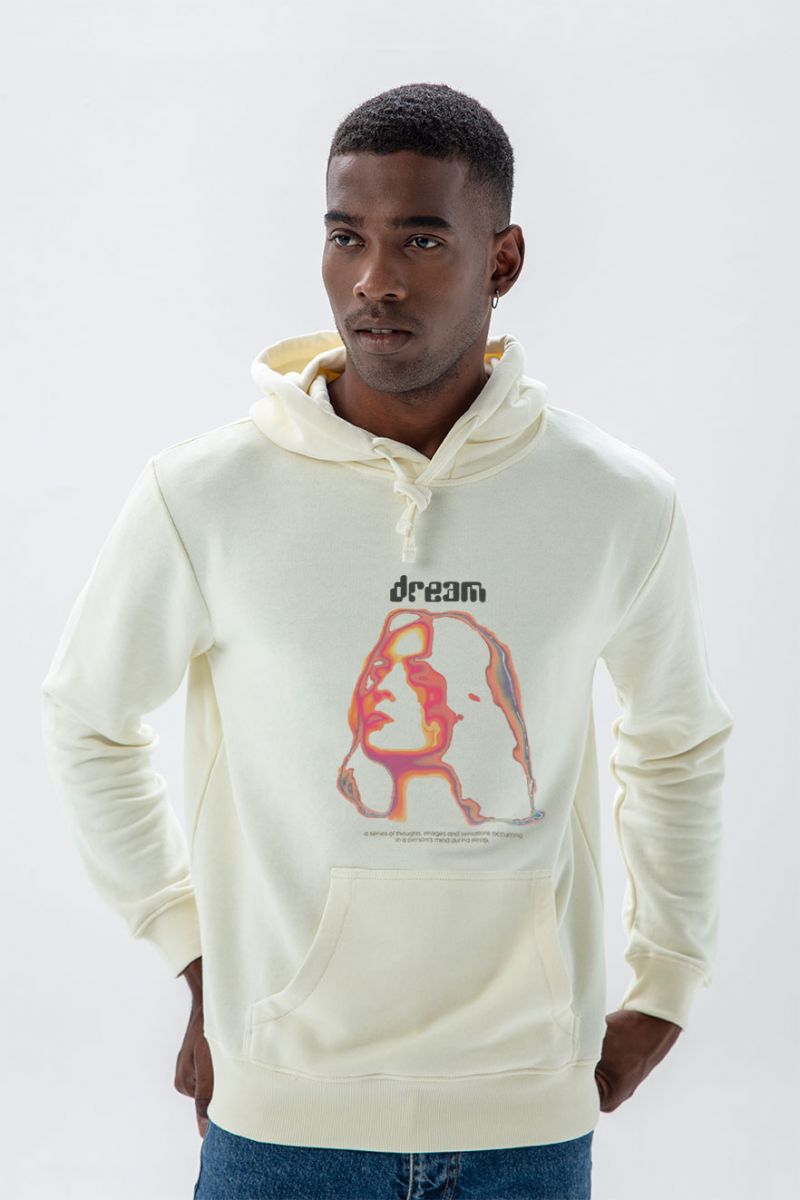 Ecru Premium Cotton Dream, a series of thoughts, images, and sensations, occuring in a person's mind during sleep. Design Pullover Hoodie