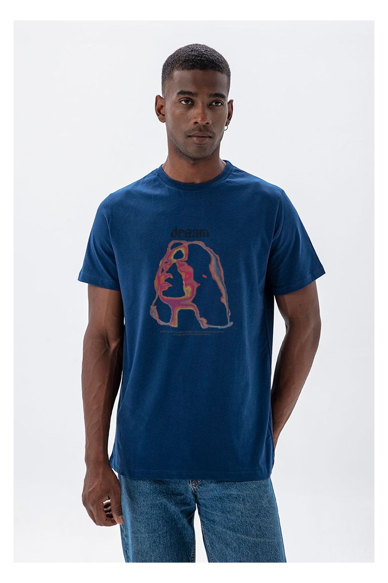 Navy Soft Fabric Dream, a series of thoughts, images, and sensations, occuring in a person's mind during sleep. Design Short Sleeve Tee