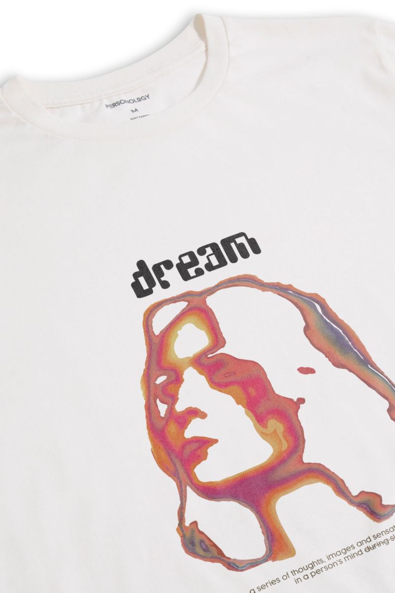 Off White Soft Fabric Dream, a series of thoughts, images, and sensations, occuring in a person's mind during sleep. Design Short Sleeve Tee
