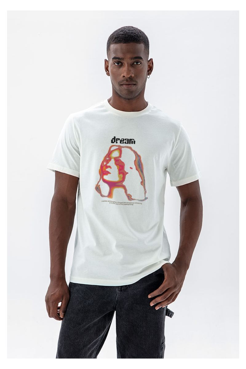 Off White Soft Fabric Dream, a series of thoughts, images, and sensations, occuring in a person's mind during sleep. Design Short Sleeve Tee