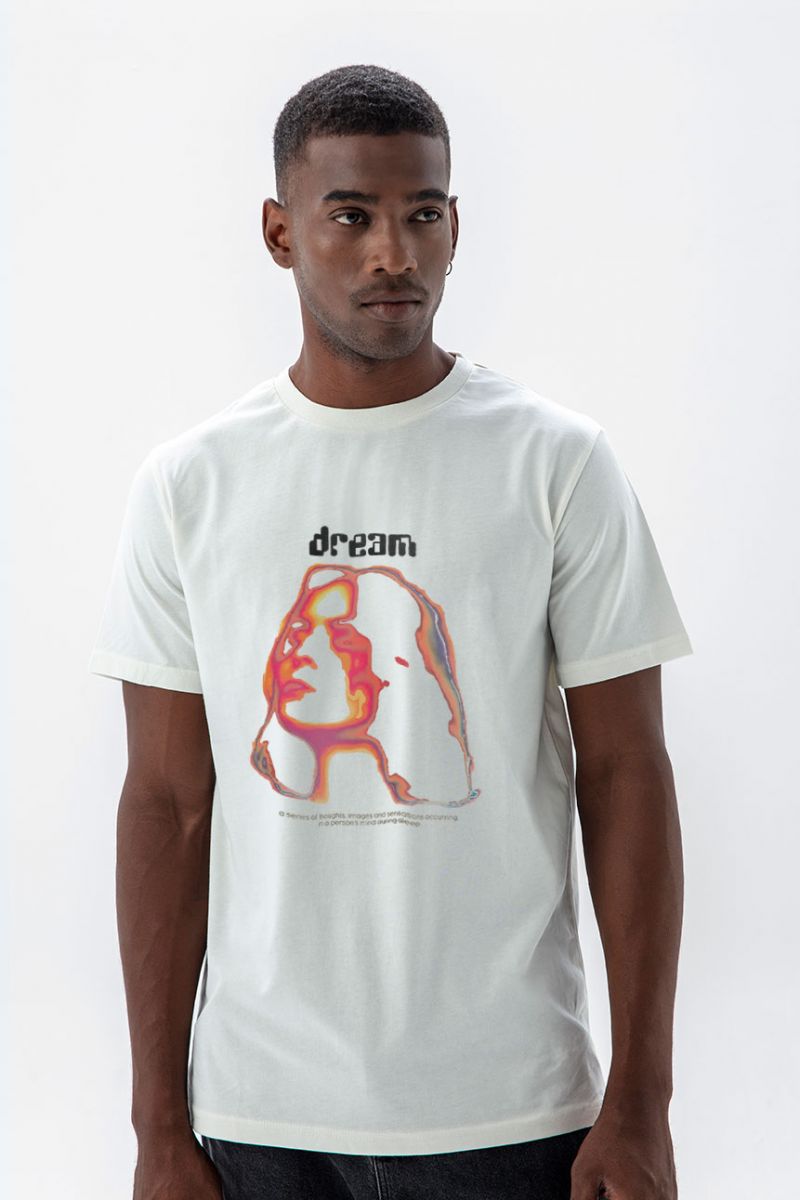 Off White Soft Fabric Dream, a series of thoughts, images, and sensations, occuring in a person's mind during sleep. Design Short Sleeve Tee