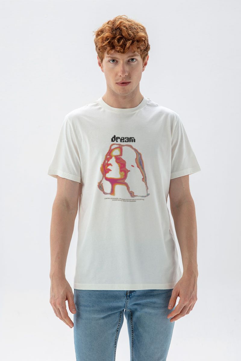 Off White Soft Fabric Dream, a series of thoughts, images, and sensations, occuring in a person's mind during sleep. Design Short Sleeve Tee