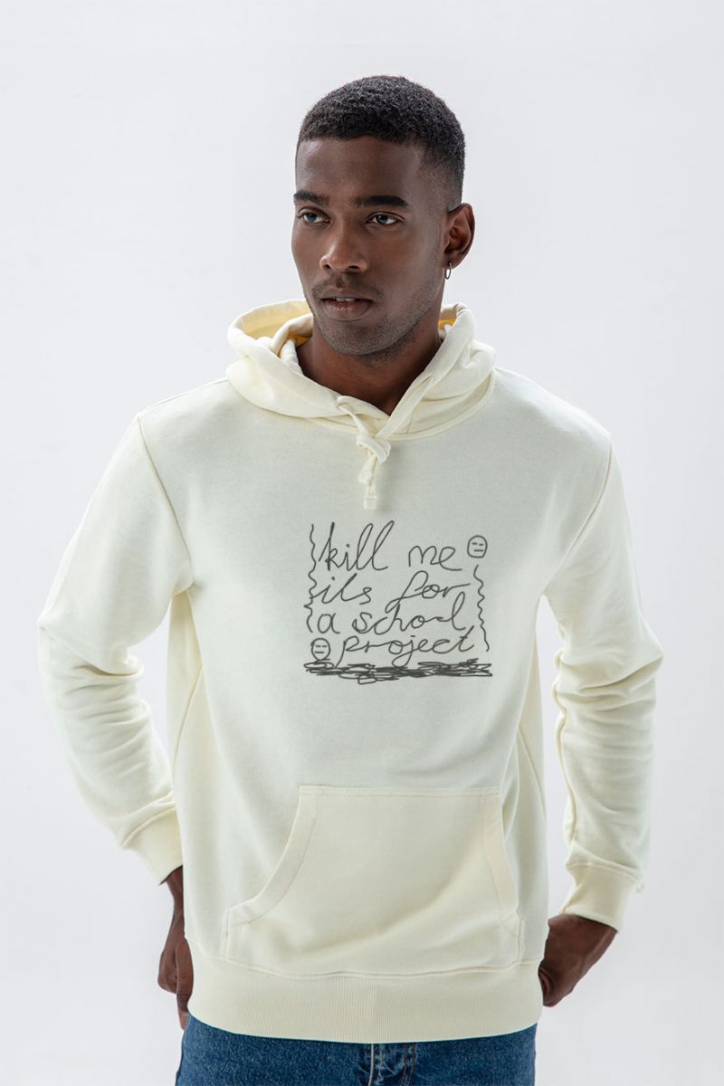 Ecru Premium Cotton Kill Me İt's for a School Project Design Pullover Hoodie