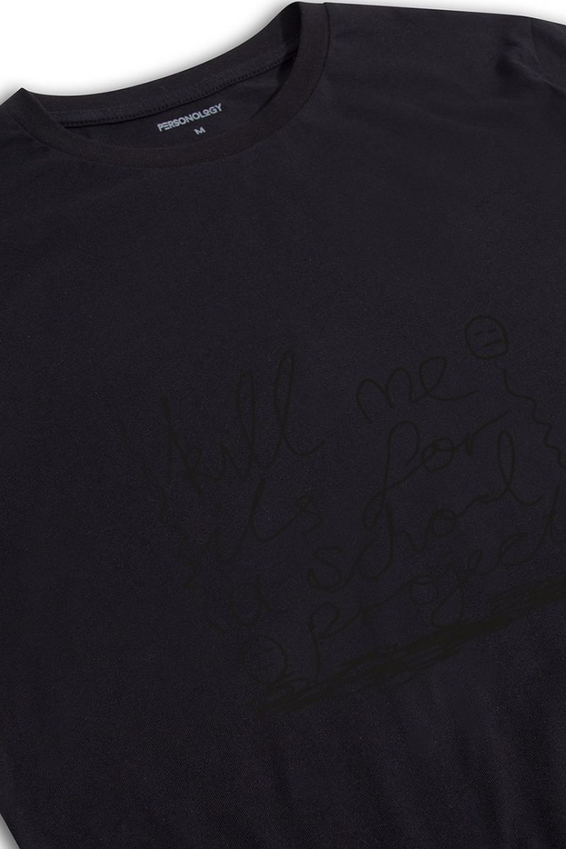 Black Soft Fabric Kill Me İt's for a School Project Design Short Sleeve Tee