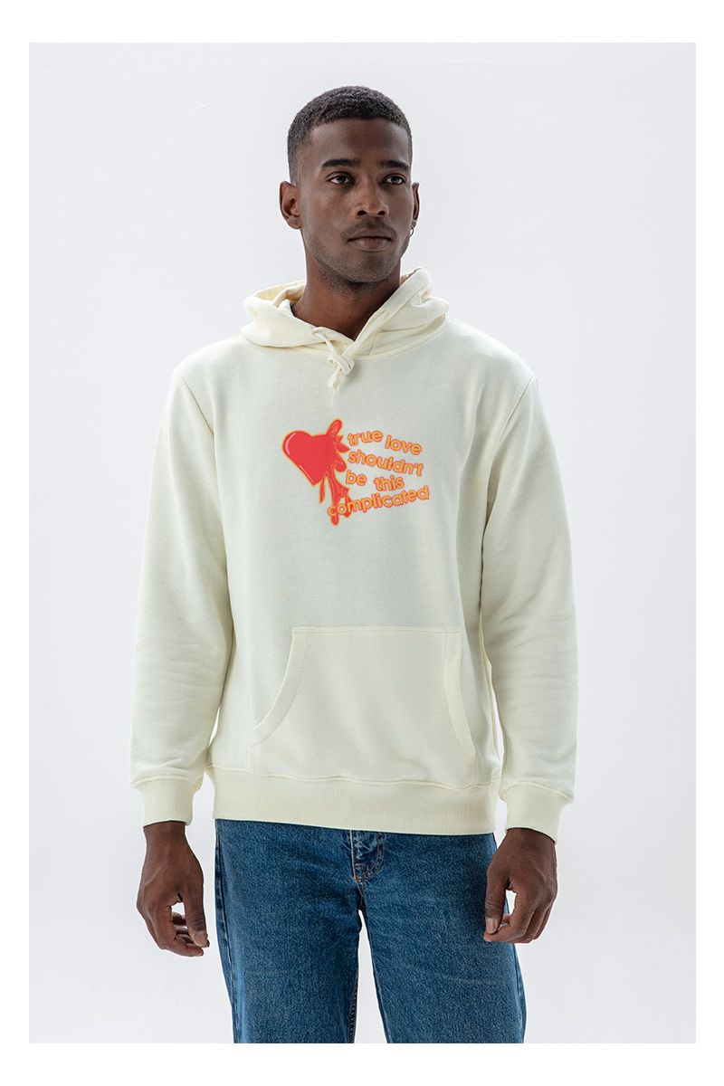 Ecru Premium Cotton True Love Shouldn't Be This Complicated Design Pullover Hoodie