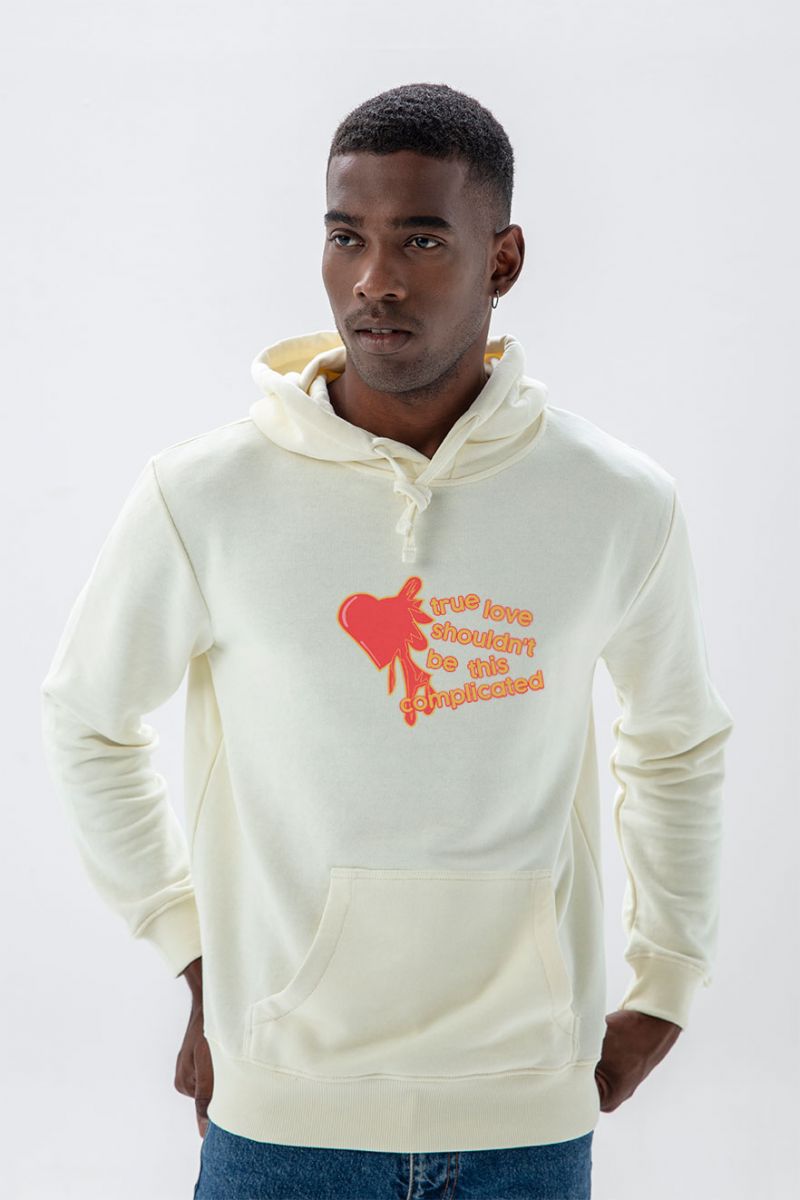 Ecru Premium Cotton True Love Shouldn't Be This Complicated Design Pullover Hoodie