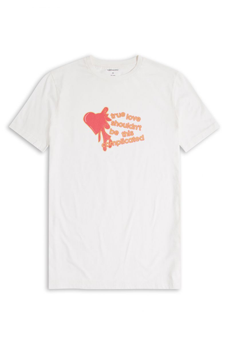 Off White Soft Fabric True Love Shouldn't Be This Complicated Design Short Sleeve Tee