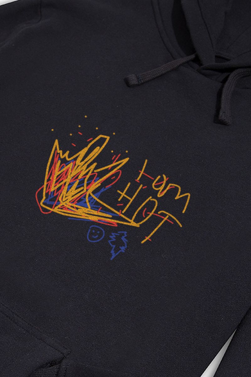 Black Premium Cotton I am Hot Design Pullover Hoodie