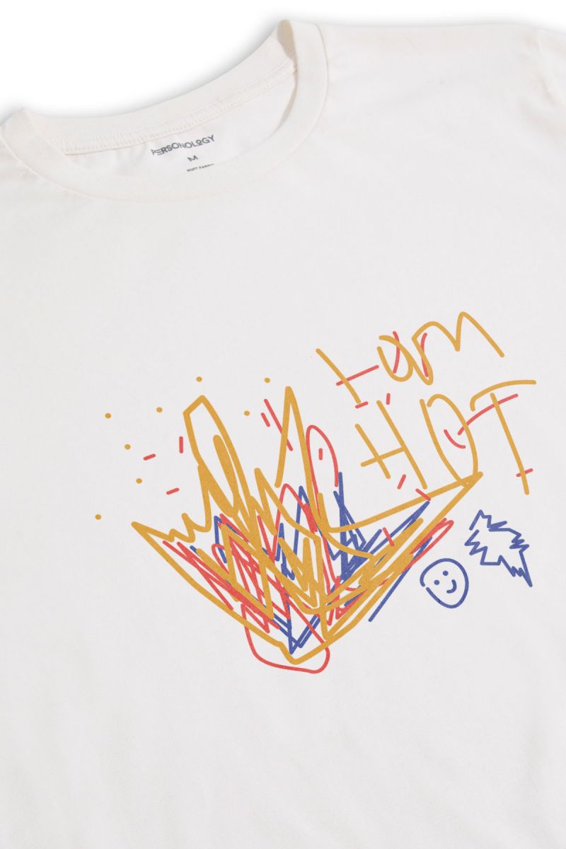 Off White Soft Fabric I am Hot Design Short Sleeve Tee