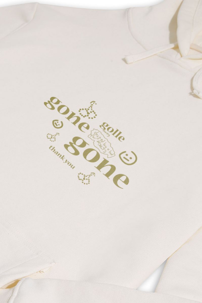 Ecru Premium Cotton Gone Gone Design Pullover Hoodie