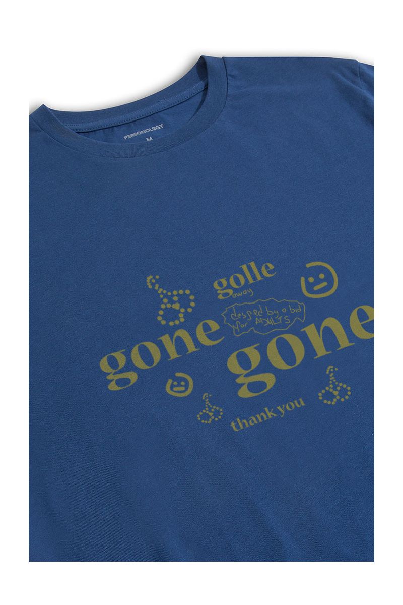 Navy Soft Fabric Gone Gone Design Short Sleeve Tee