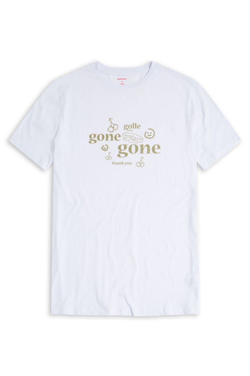 White Soft Fabric Gone Gone Design Short Sleeve Tee