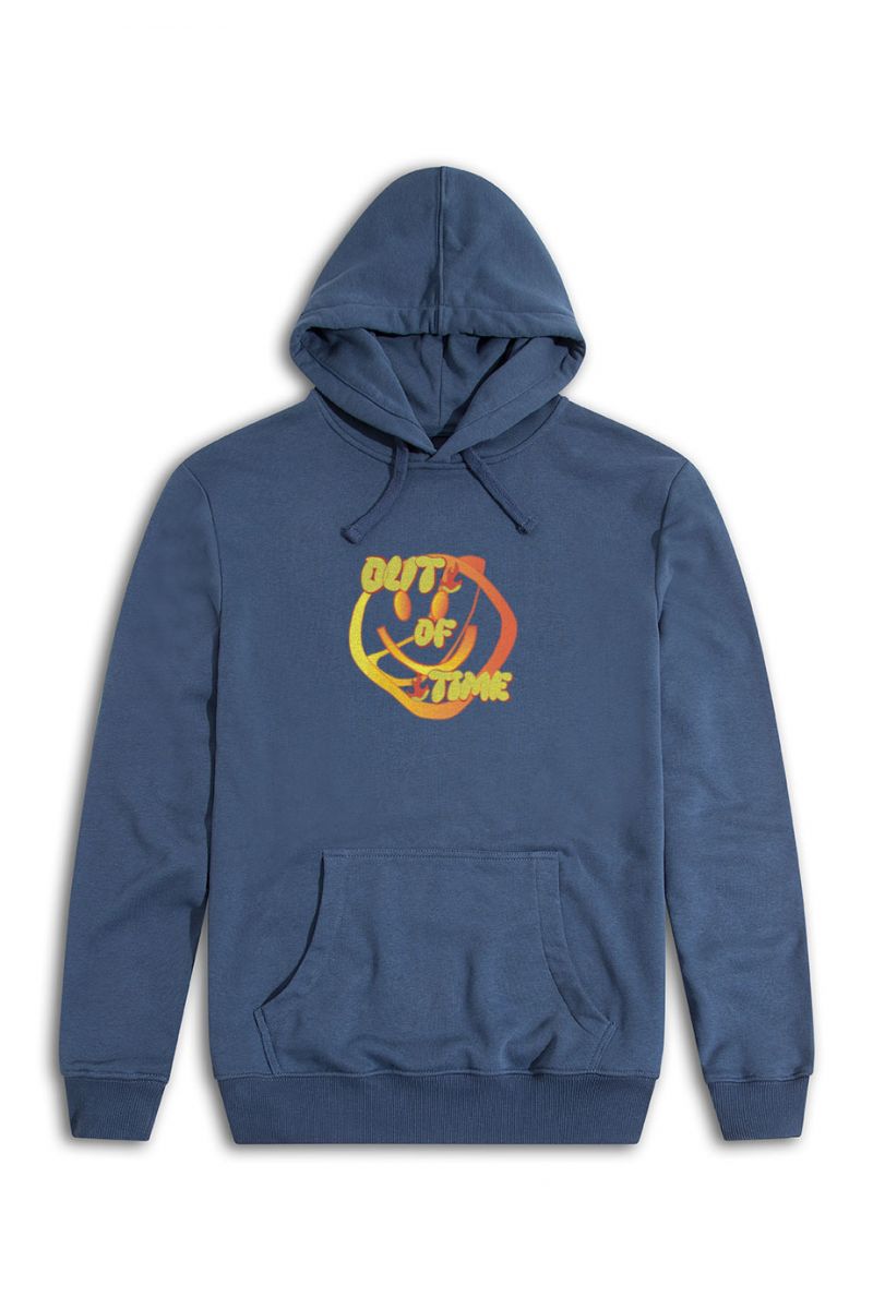 Navy Premium Cotton Out of Time Design Pullover Hoodie