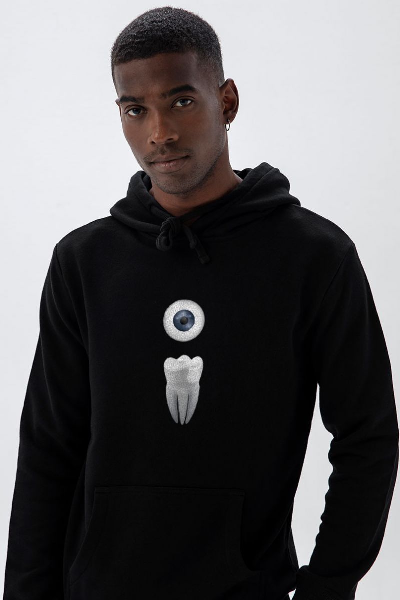 Black Premium Cotton Extraction Design Pullover Hoodie