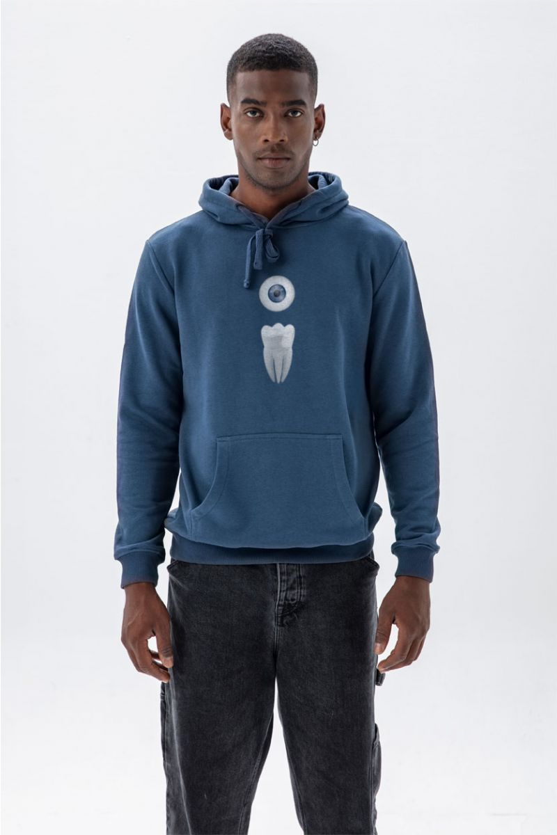 Navy Premium Cotton Extraction Design Pullover Hoodie