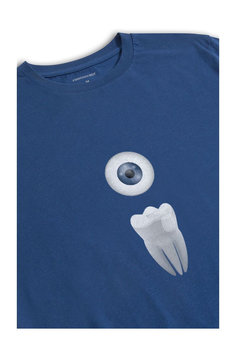 Navy Soft Fabric Extraction Design Short Sleeve Tee
