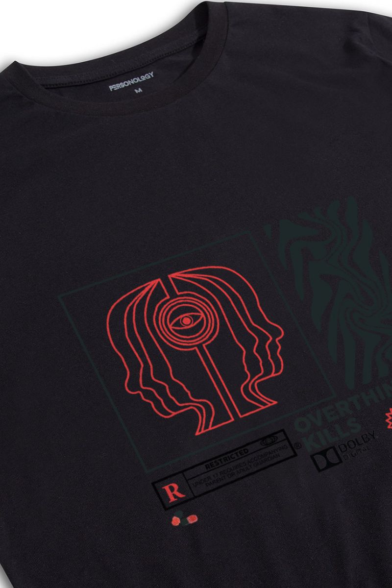 Black Soft Fabric OCD Design Short Sleeve Tee