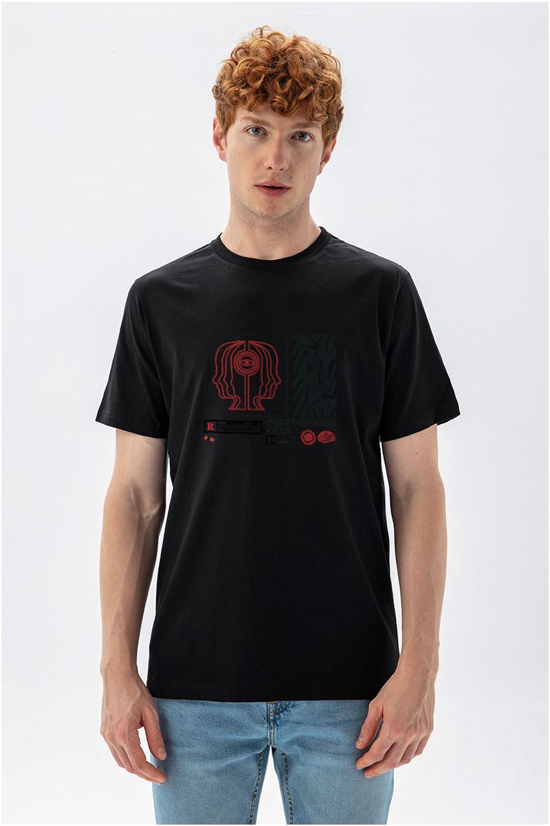 Black Soft Fabric OCD Design Short Sleeve Tee