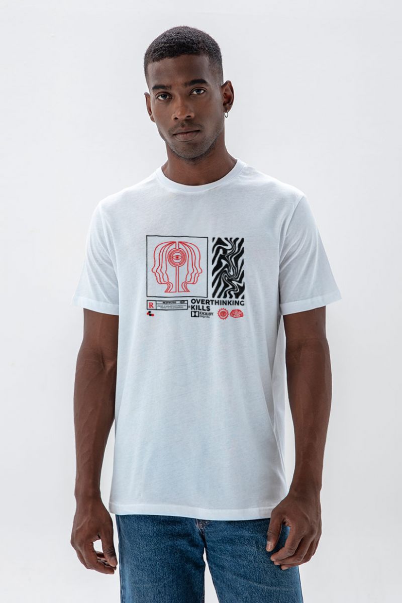 White Soft Fabric OCD Design Short Sleeve Tee