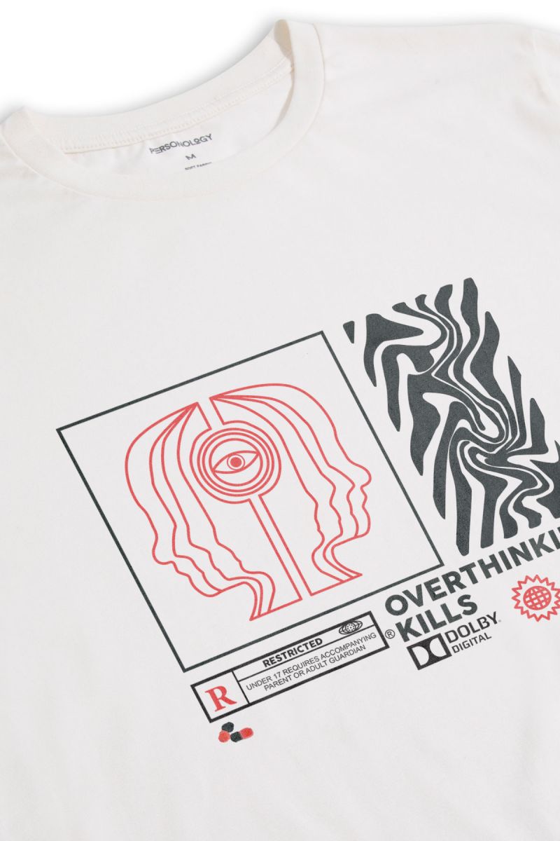 Off White Soft Fabric OCD Design Short Sleeve Tee