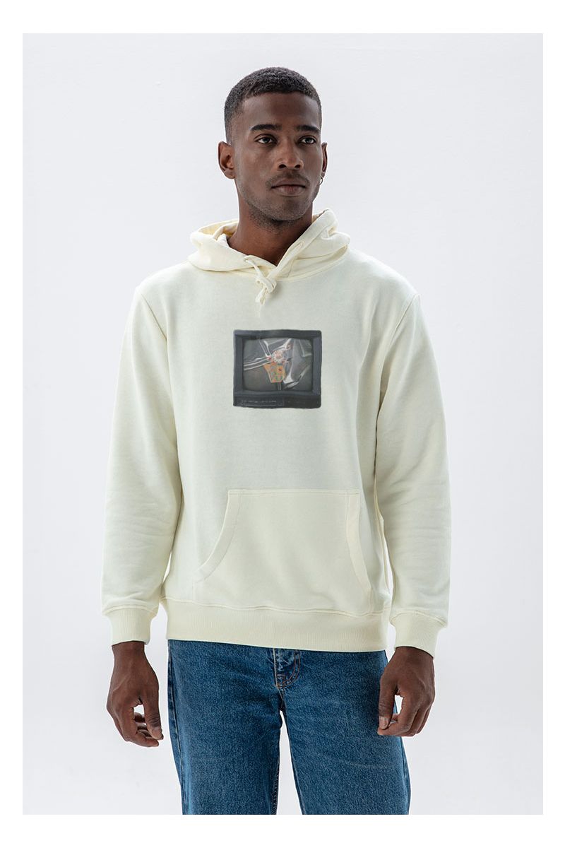 Ecru Premium Cotton Circus Design Pullover Hoodie