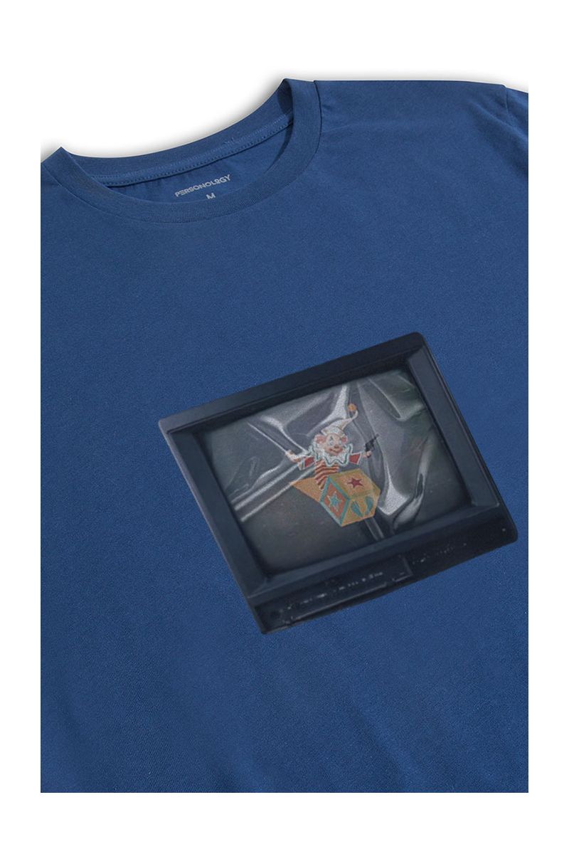 Navy Soft Fabric Circus Design Short Sleeve Tee