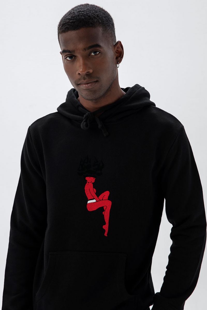Black Premium Cotton Not Safe for Work Design Pullover Hoodie