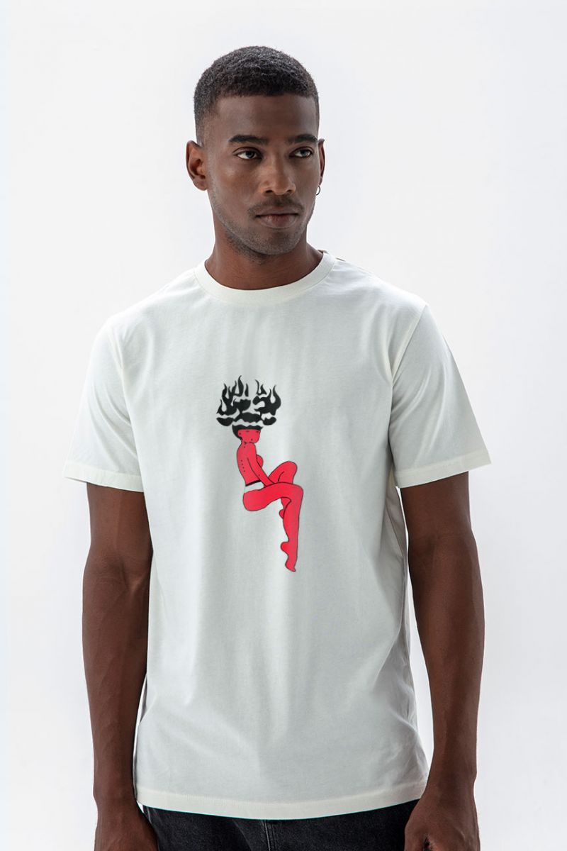 Off White Soft Fabric Not Safe for Work Design Short Sleeve Tee