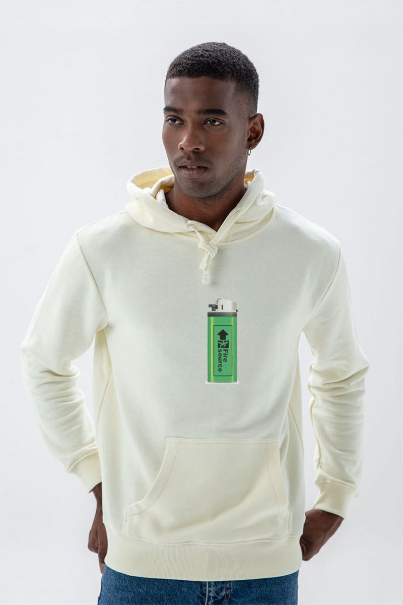 Ecru Premium Cotton Design Pullover Hoodie