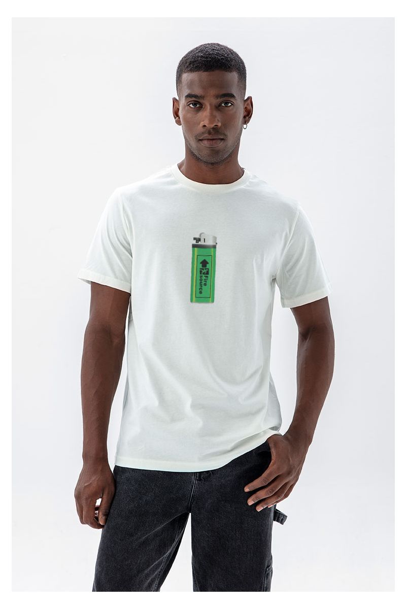 Off White Soft Fabric Design Short Sleeve Tee