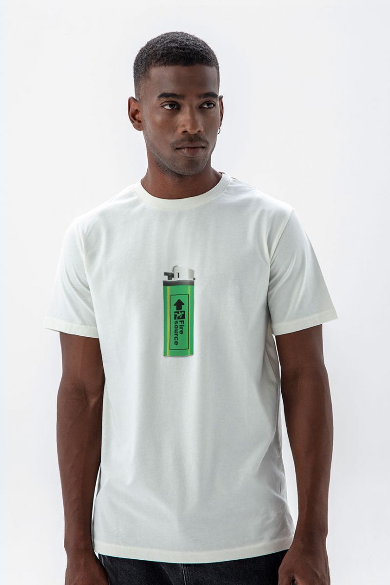 Off White Soft Fabric Design Short Sleeve Tee