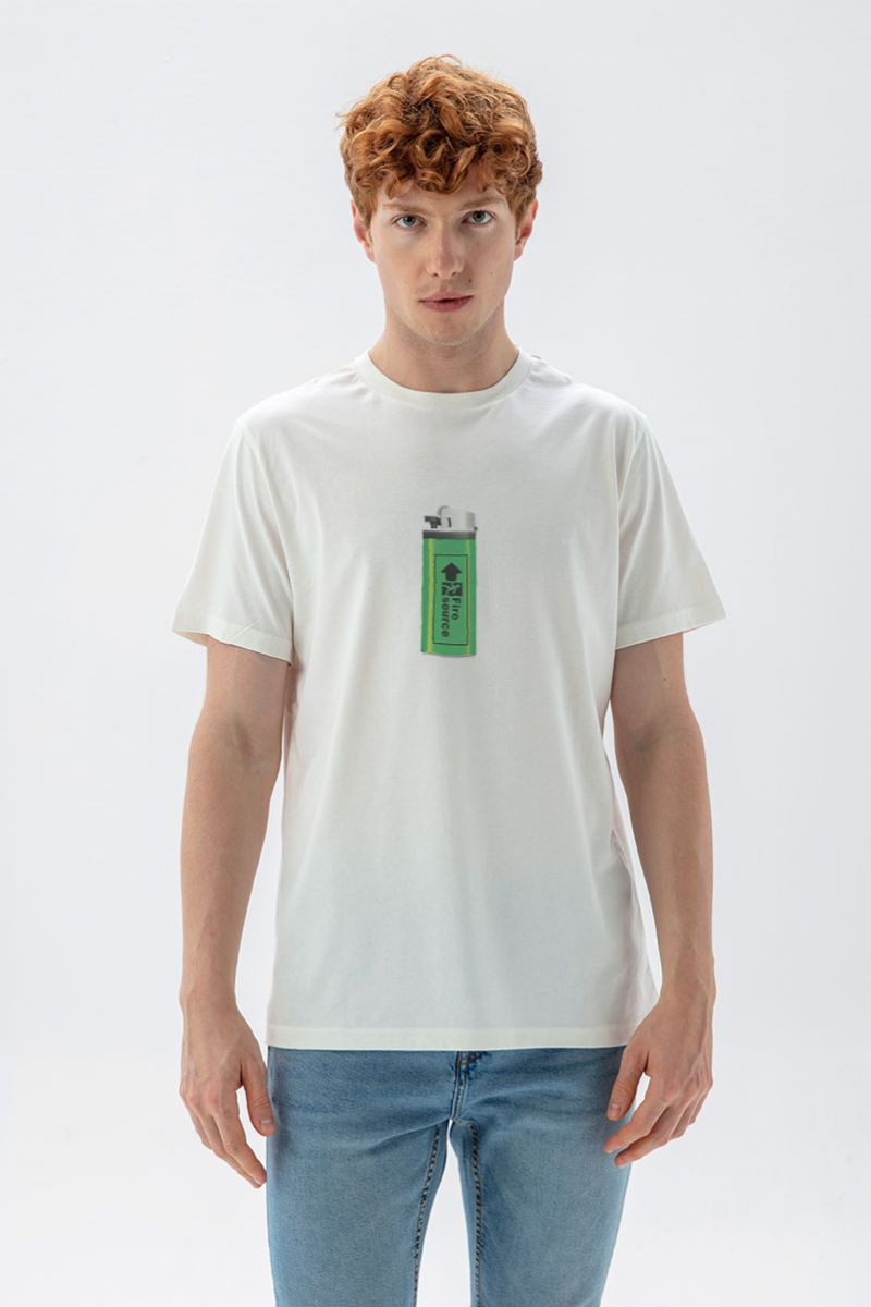 Off White Soft Fabric Design Short Sleeve Tee
