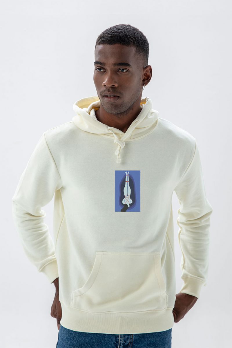 Ecru Premium Cotton Design Pullover Hoodie