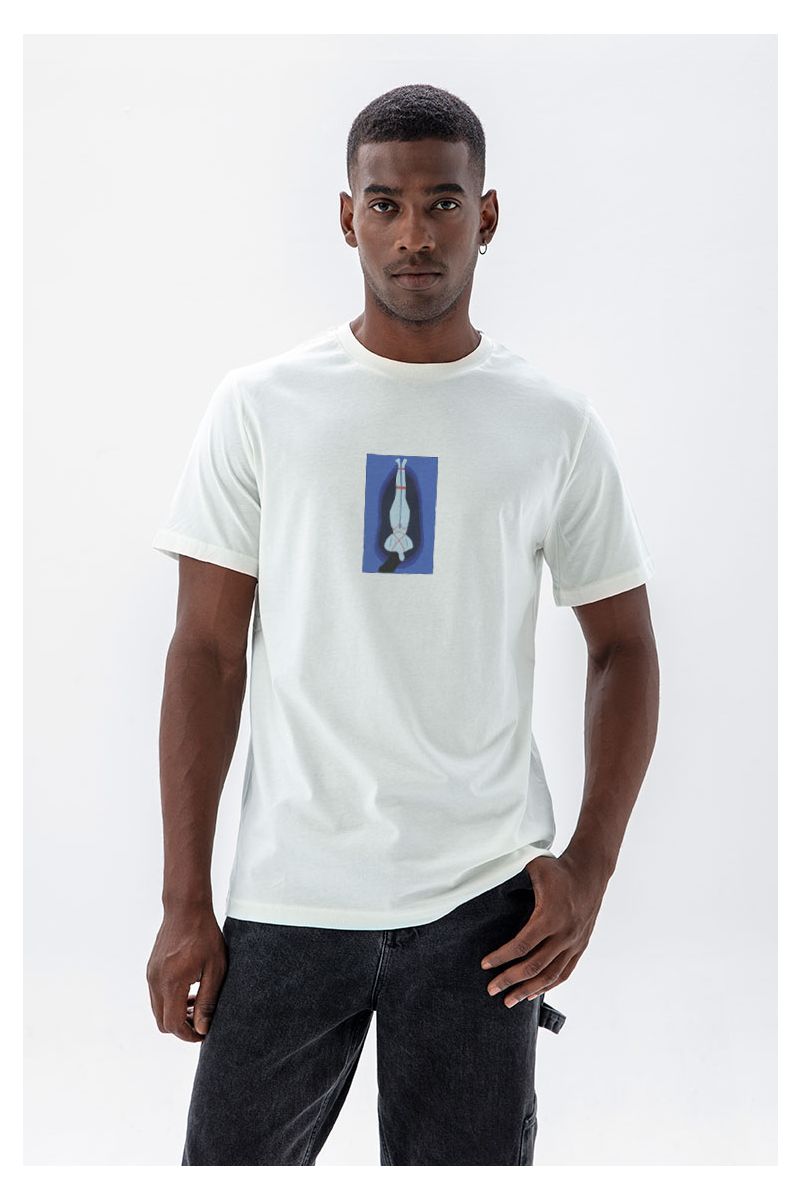 Off White Soft Fabric Design Short Sleeve Tee