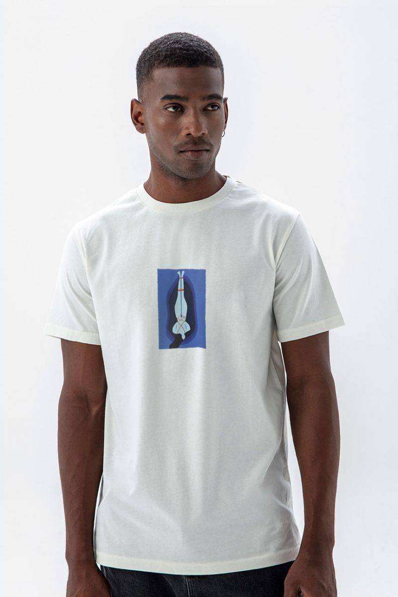 Off White Soft Fabric Design Short Sleeve Tee