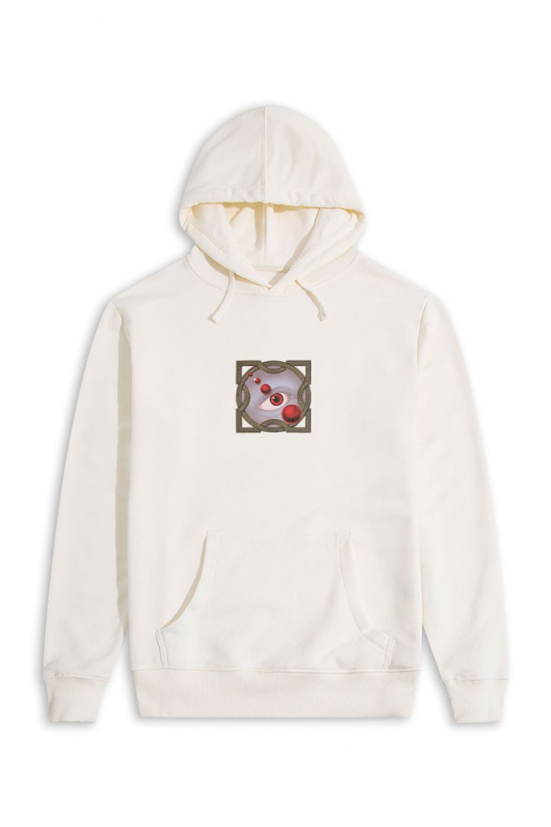 Ecru Premium Cotton Design Pullover Hoodie