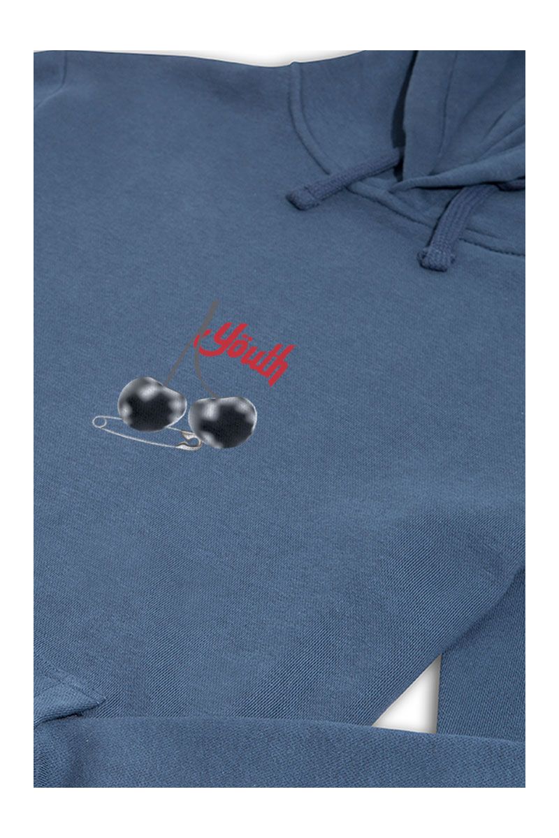 Navy Premium Cotton Black Cherry Design Pullover Hoodie