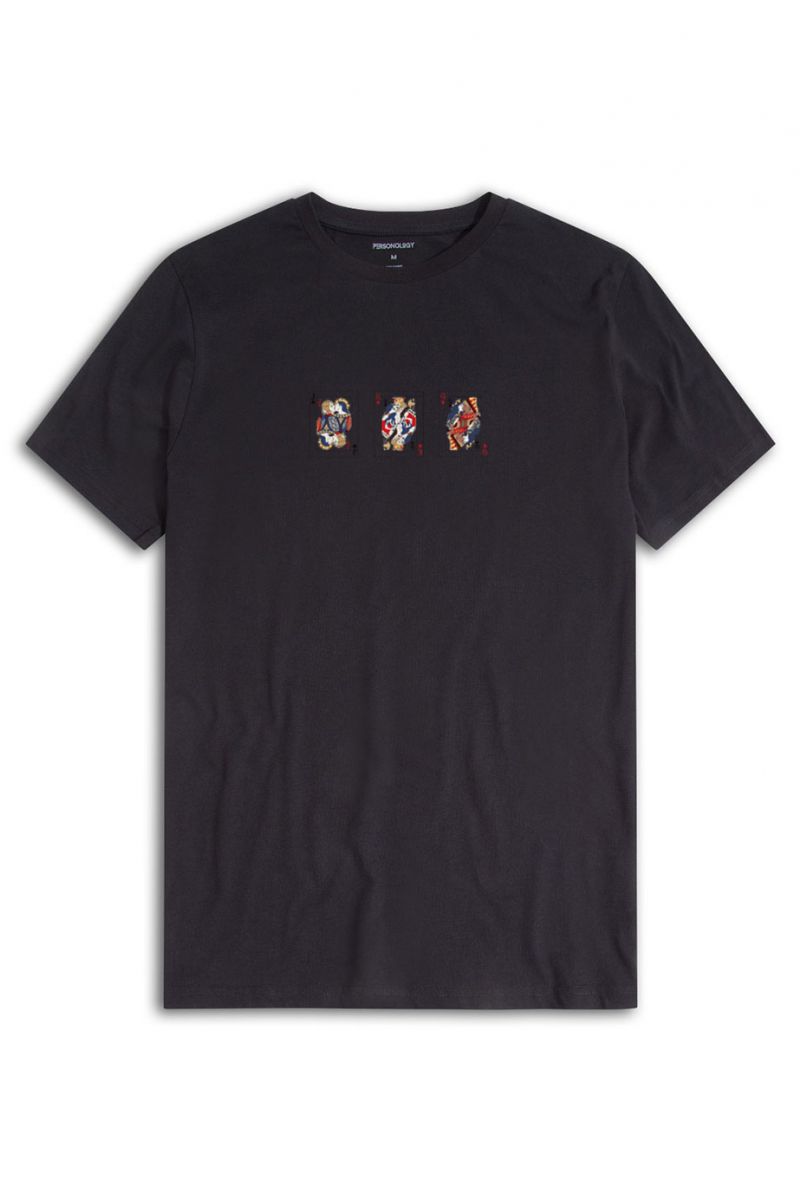 Black Soft Fabric Love of Cards Design Short Sleeve Tee