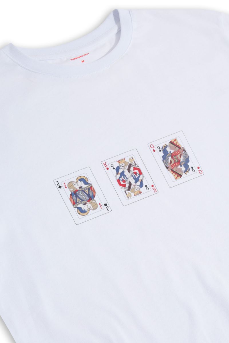 White Soft Fabric Love of Cards Design Short Sleeve Tee