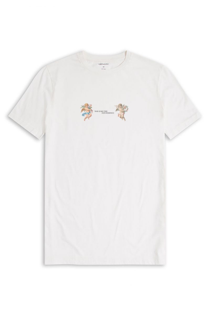 Off White Soft Fabric Romance Design Short Sleeve Tee