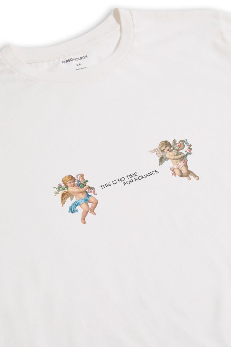 Off White Soft Fabric Romance Design Short Sleeve Tee