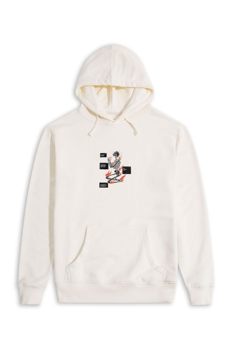 Ecru Premium Cotton Awaits Design Pullover Hoodie