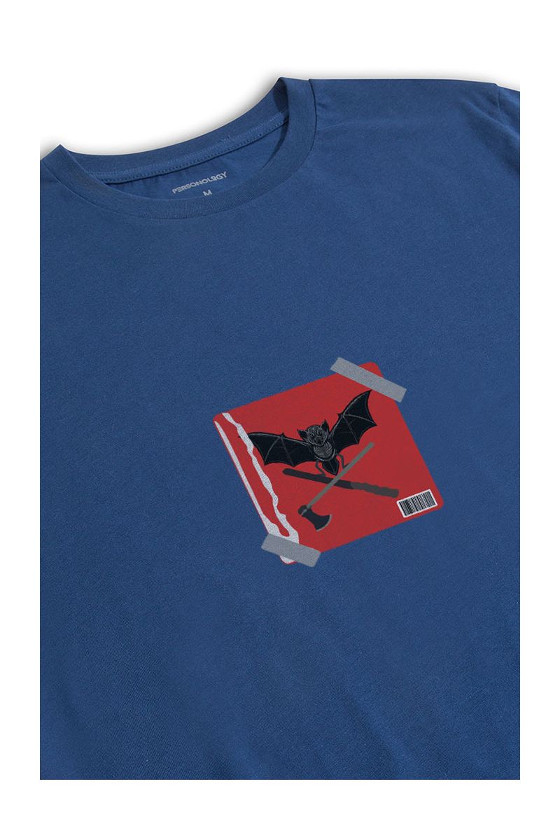 Navy Soft Fabric Bat Design Short Sleeve Tee