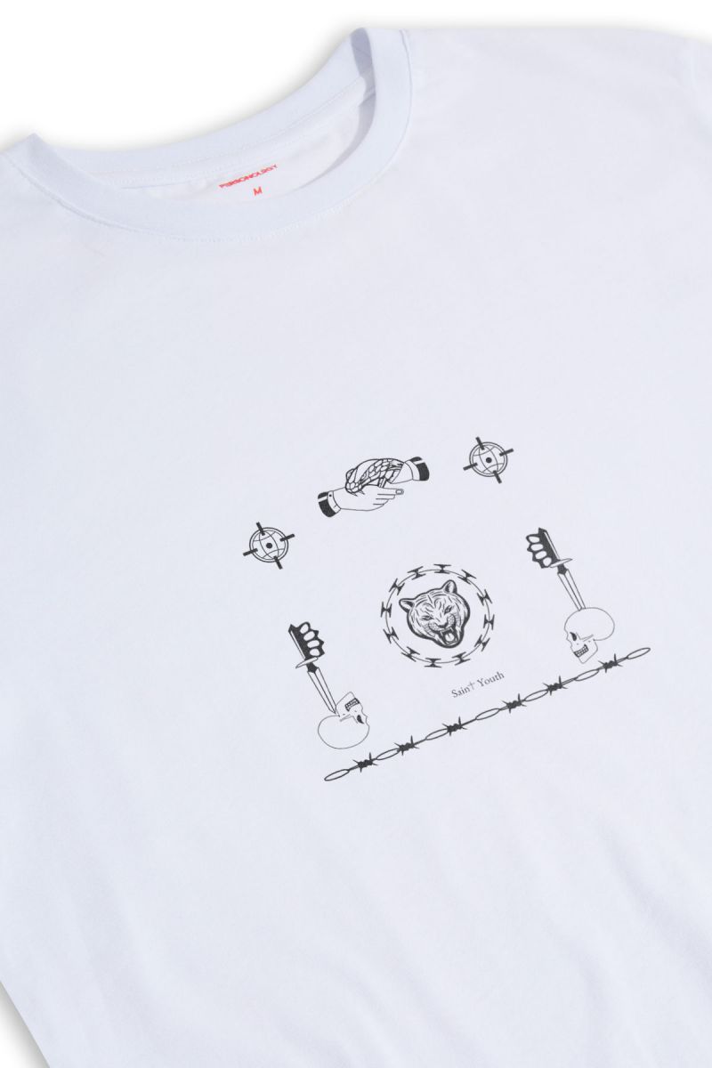 White Soft Fabric Violent Design Short Sleeve Tee