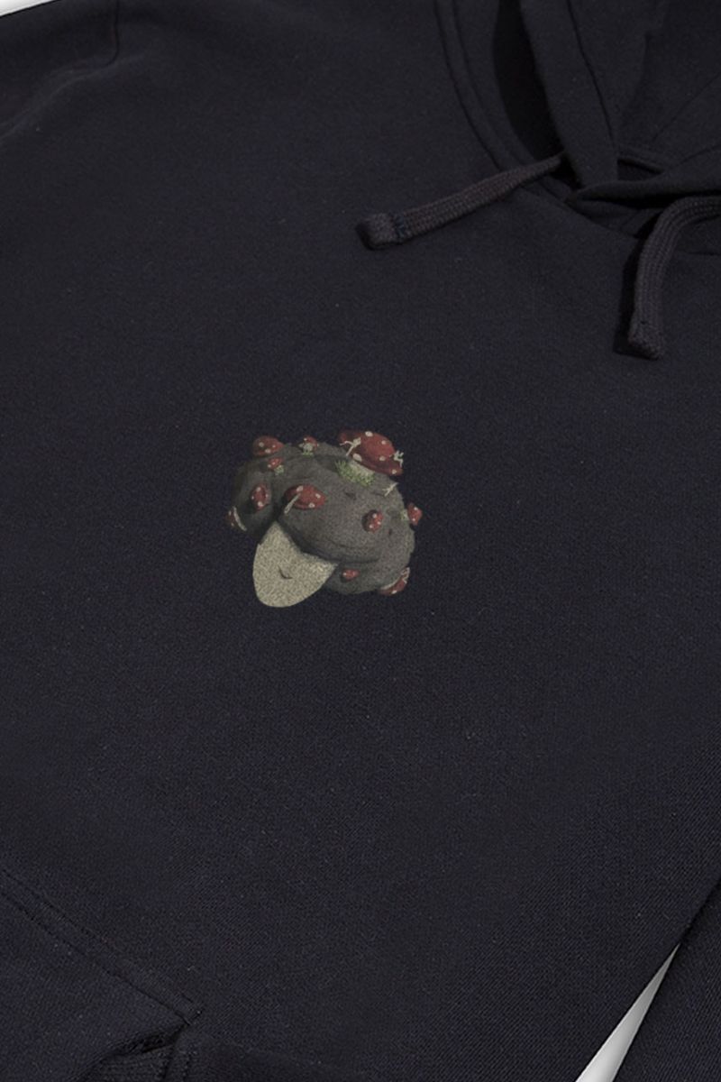 Black Premium Cotton Soil Mushroom Design Pullover Hoodie