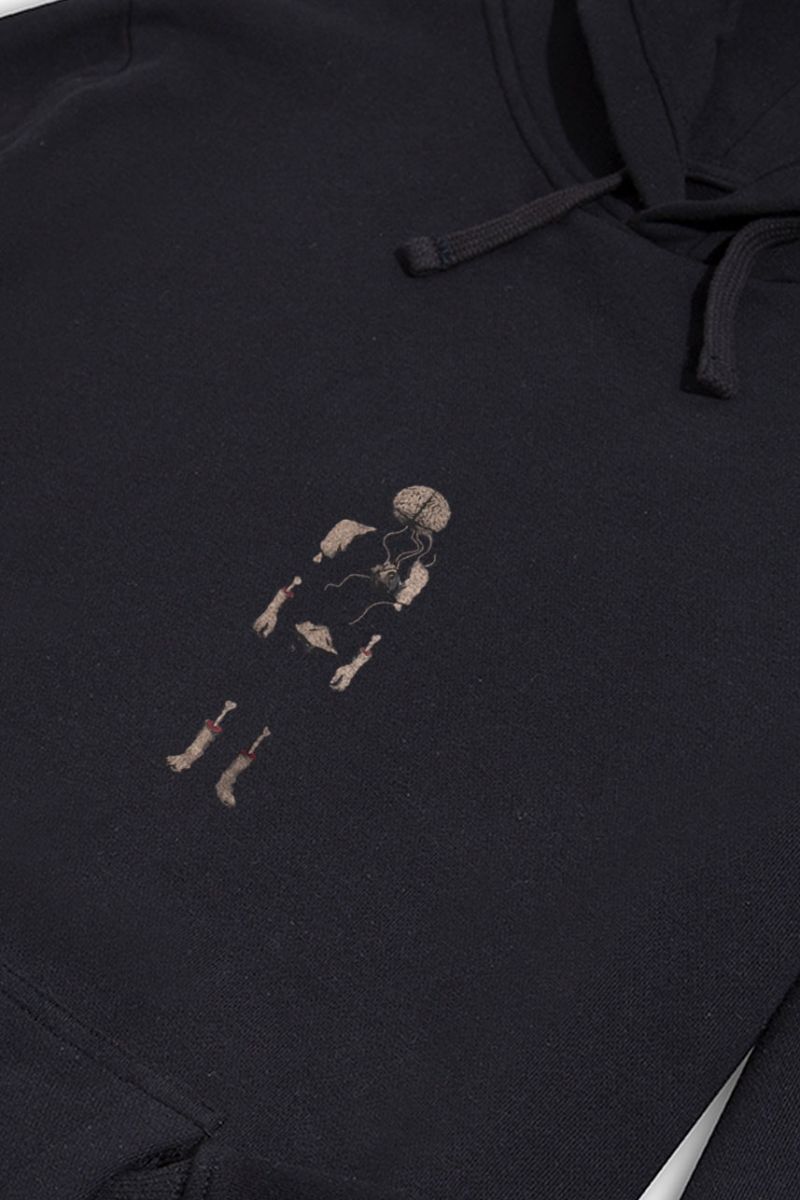 Black Premium Cotton Kern Design Pullover Hoodie