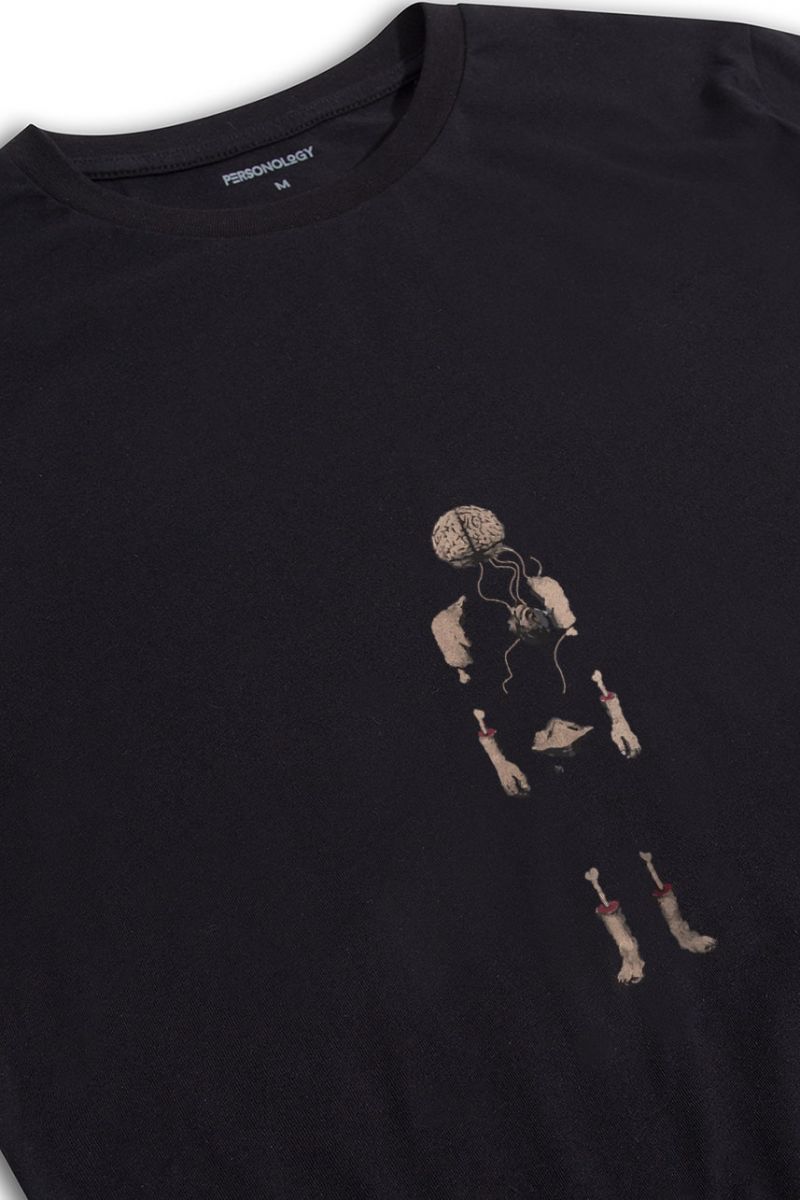 Black Soft Fabric Kern Design Short Sleeve Tee