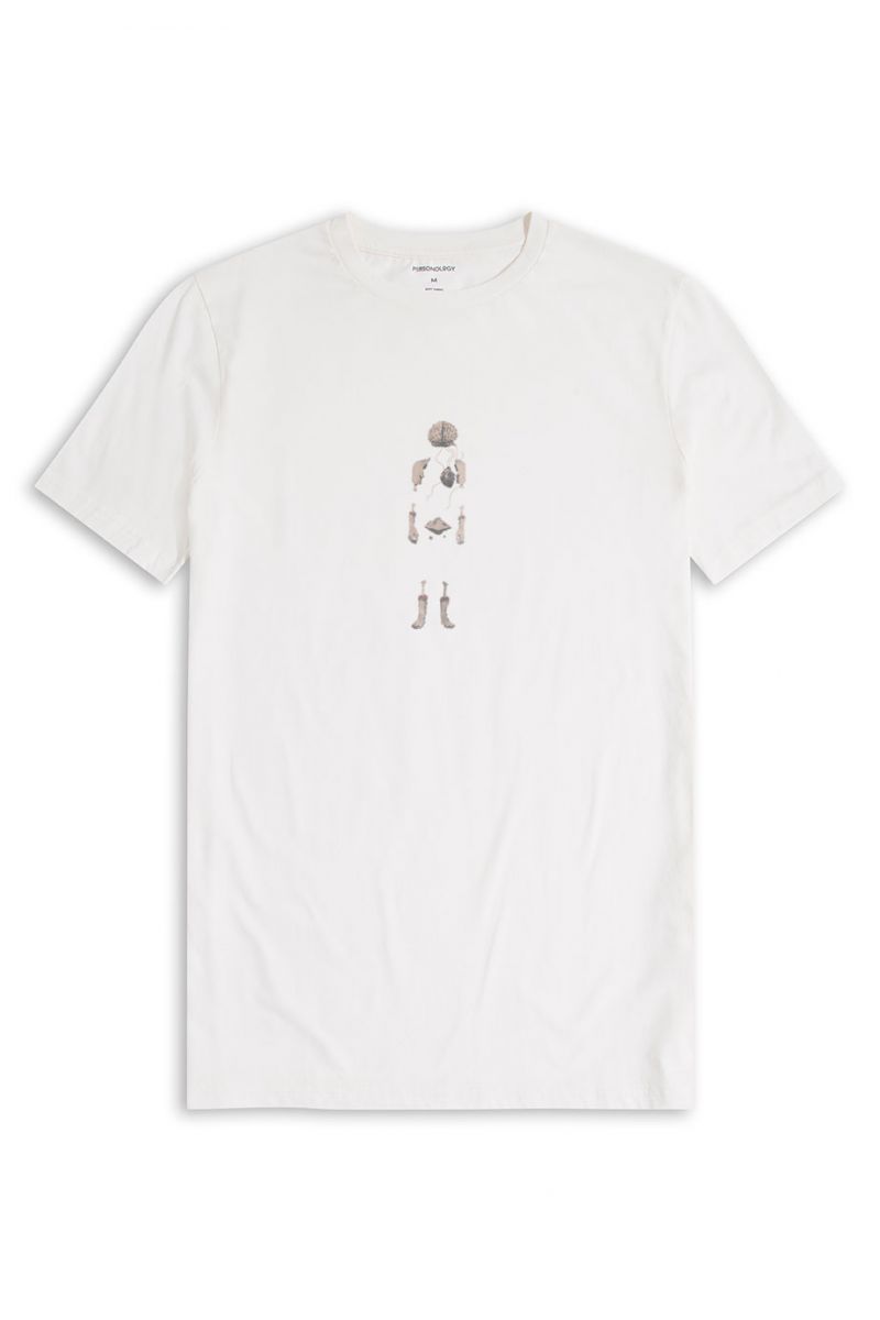 Off White Soft Fabric Kern Design Short Sleeve Tee