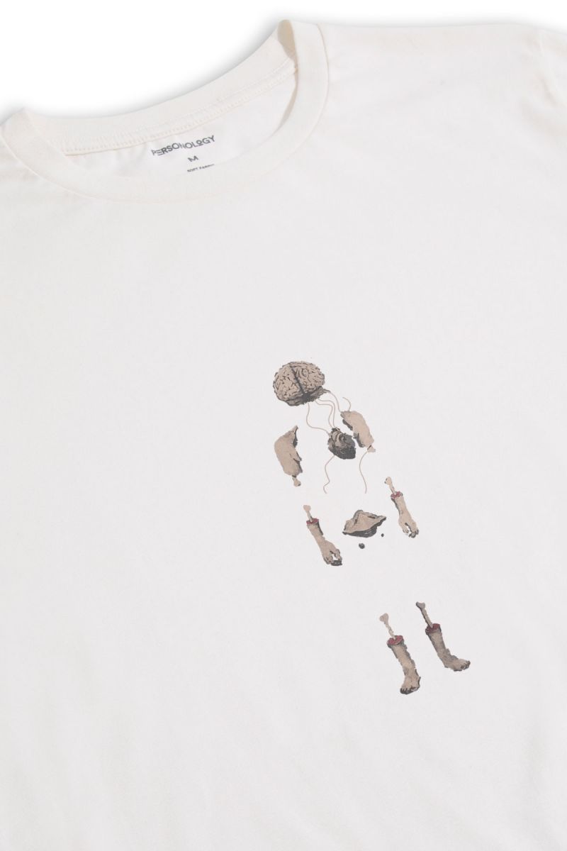 Off White Soft Fabric Kern Design Short Sleeve Tee