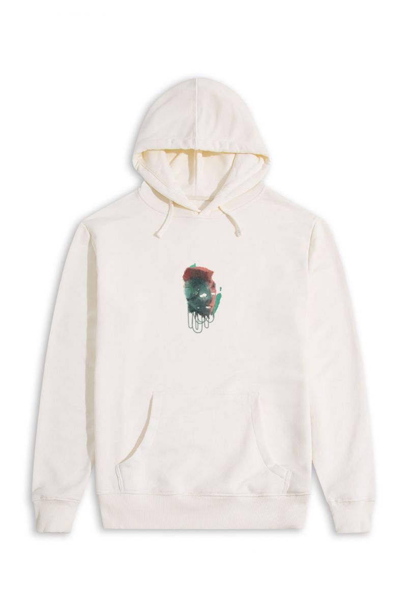 Ecru Premium Cotton Punk Design Design Pullover Hoodie